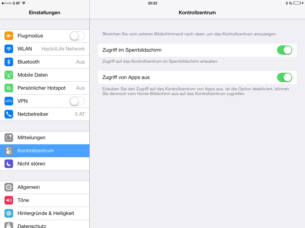Kontrollzentrum in Apps deaktiveren - iOS 7 beta 5 | Hack4Life