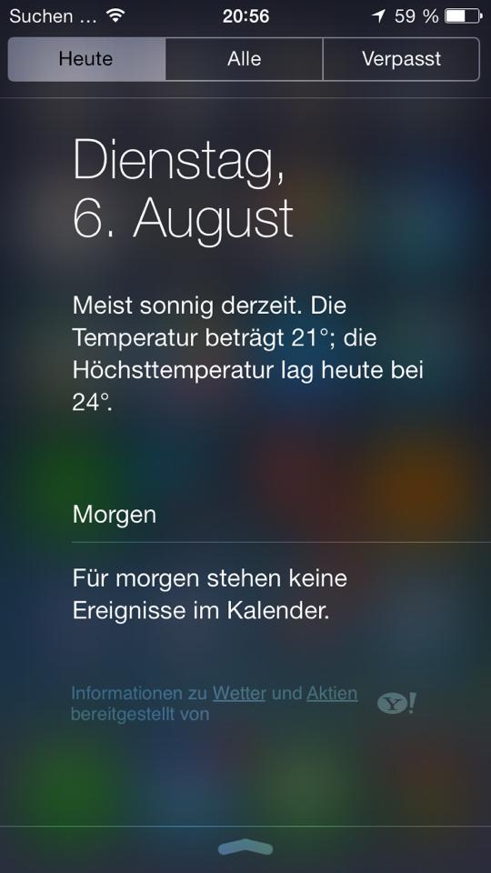 Informationen zu Wetterdaten und Aktien im Notificationscenter - iOS 7 beta 5 | Hack4Life
