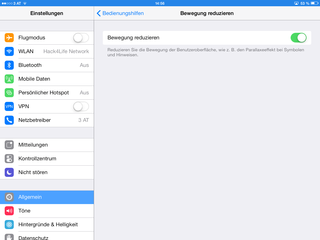 Parallaxe Effekt - Bewegung reduzieren - iOS 7 Entschlüsselt - Tipp - Anleitung - Tutorial - Hack4Life