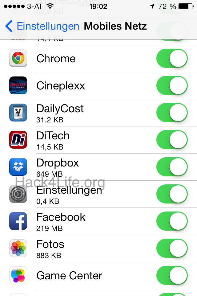Datenverbrauch anzeigen | iOS 7 Entschlüsselt - iOS 7 - Anleitung - Statistik - Einstellungen - Hack4Life - Tipp - Trick