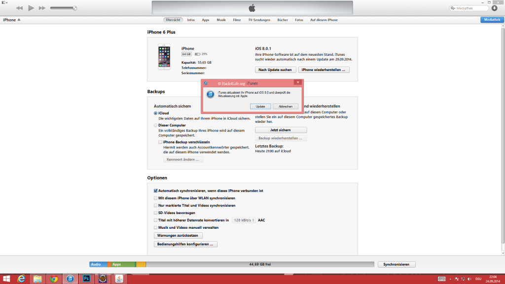 iOS 8.0.1 Probleme schnell und einfach ohne Datenverlust beheben, Hack4Life, Fabian Geissler, Datenverlust, Update, Apple