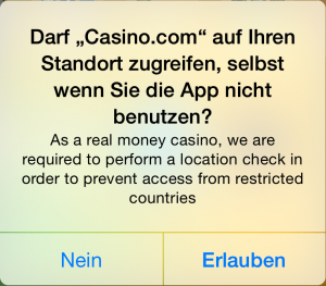 Standort Zugriff, Casino.com, Hack4Life, Fabian Geissler