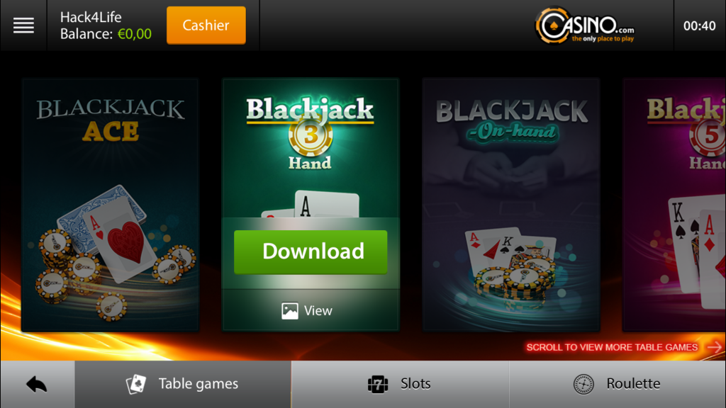 Table games, Hack4Life, Fabian Geissler, Casino.com, App, Review, kostnelos, iTunes, gratis, free