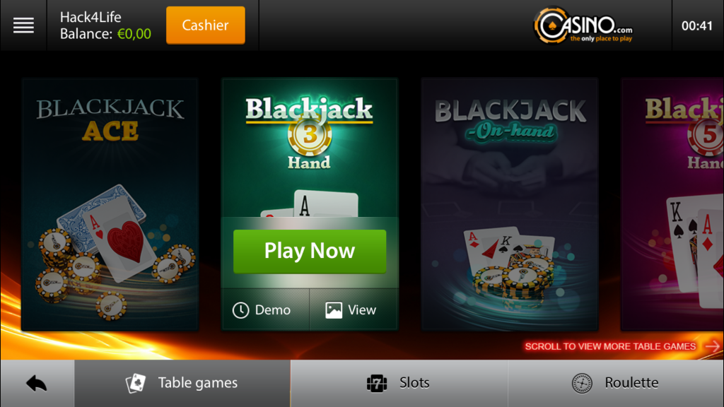 Blackjack, Spiel, Demo, Hack4Life, Fabian Geissler, Casino.com, App, Review, kostnelos, iTunes, gratis, free