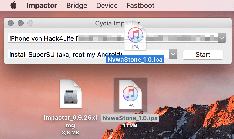 Datei in Cydia Impactor ablegen