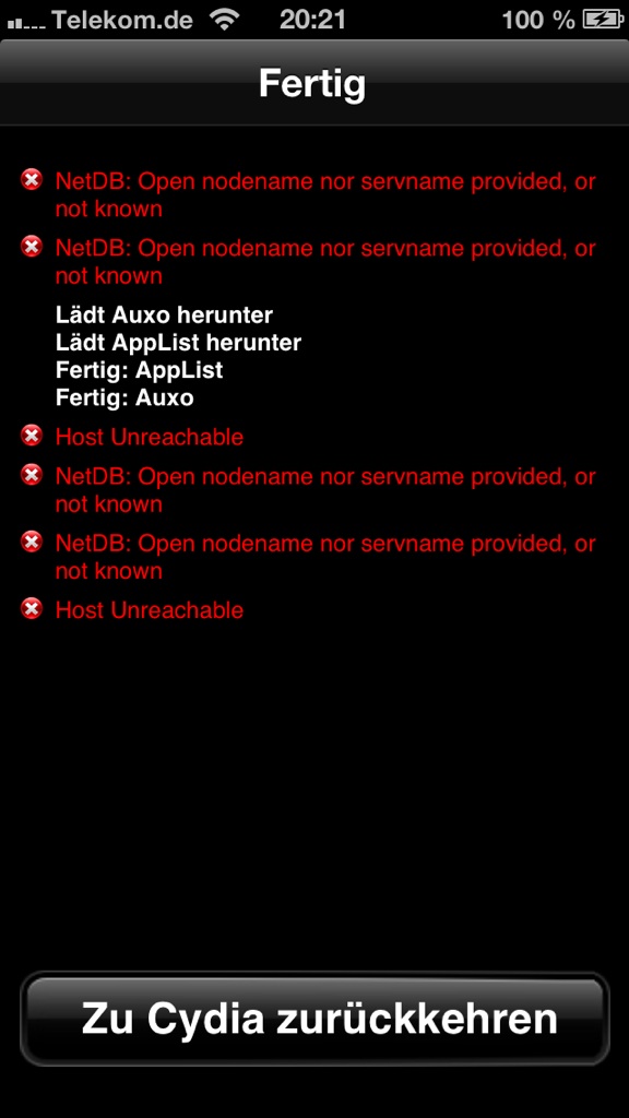 Cydia Probleme – NetDB: Open nodename or servname provided, or not known