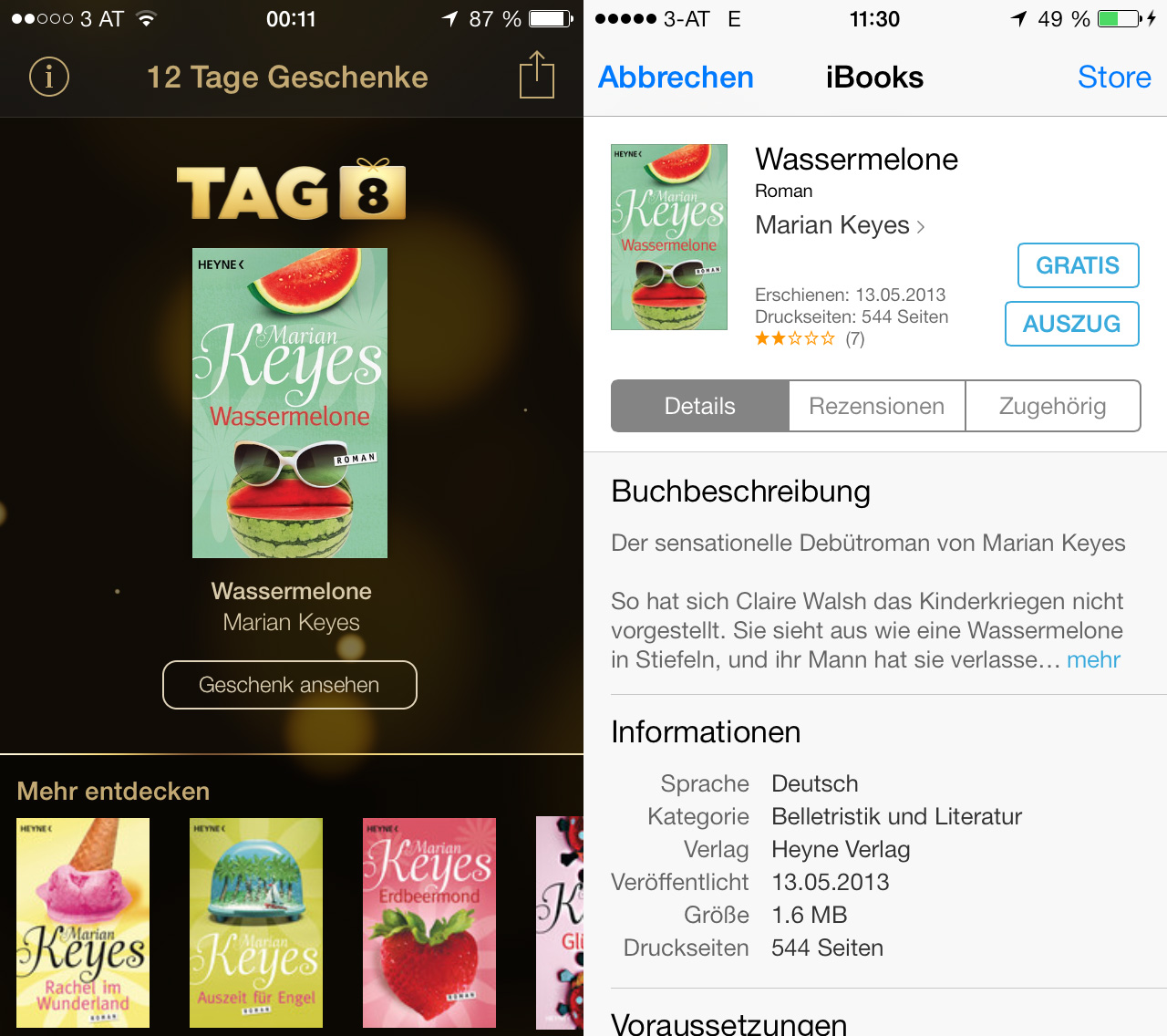 iTunes 12 Tage Geschenke, Review, kostenlos, iBook, Wassermelone, Anleitung, download, direkt, mac, iphone, hack4life, fabian geissler