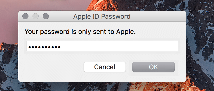 AppleID Passwort Eingabe