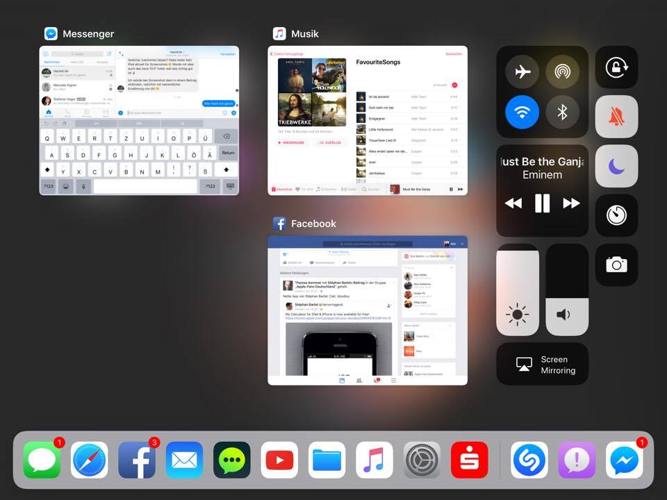 Bild vom neuen App Switcher auf dem iPad unter iOS 11