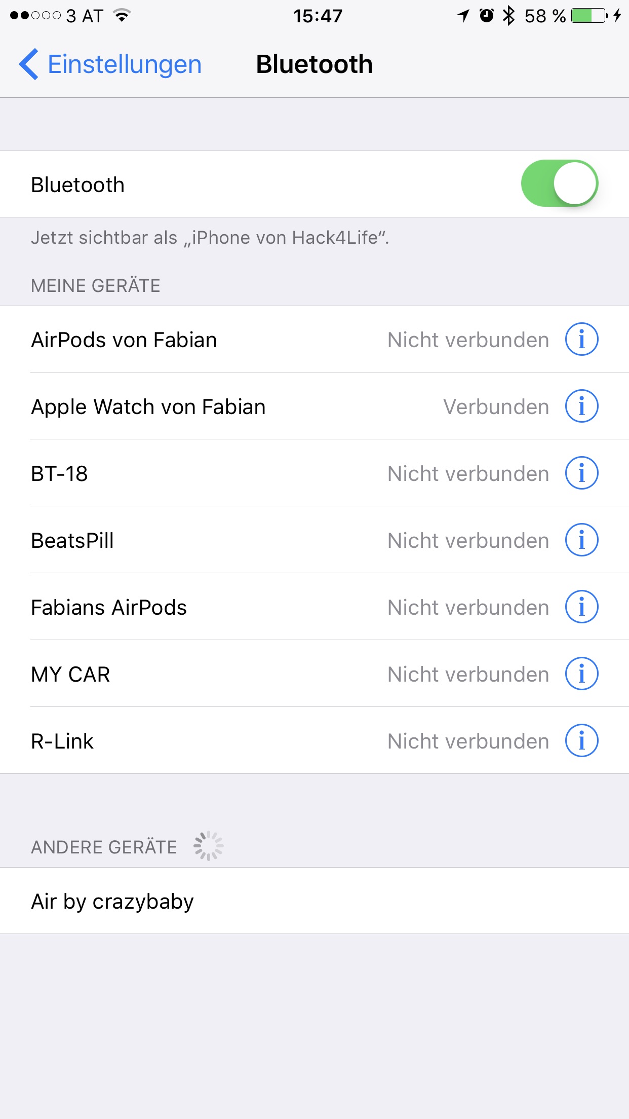 Bluetooth Einstellungen zum Koppel der Air by crazybaby