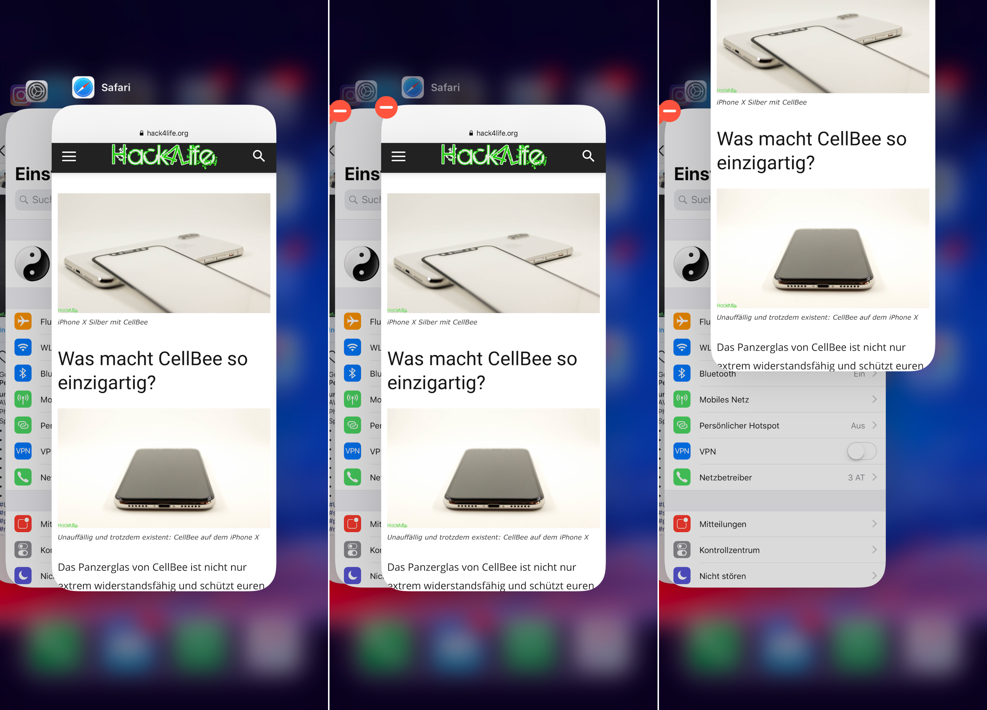 Apps im Multitasking auf dem iPhone X schließen, Hack4Life, Fabian Geissler