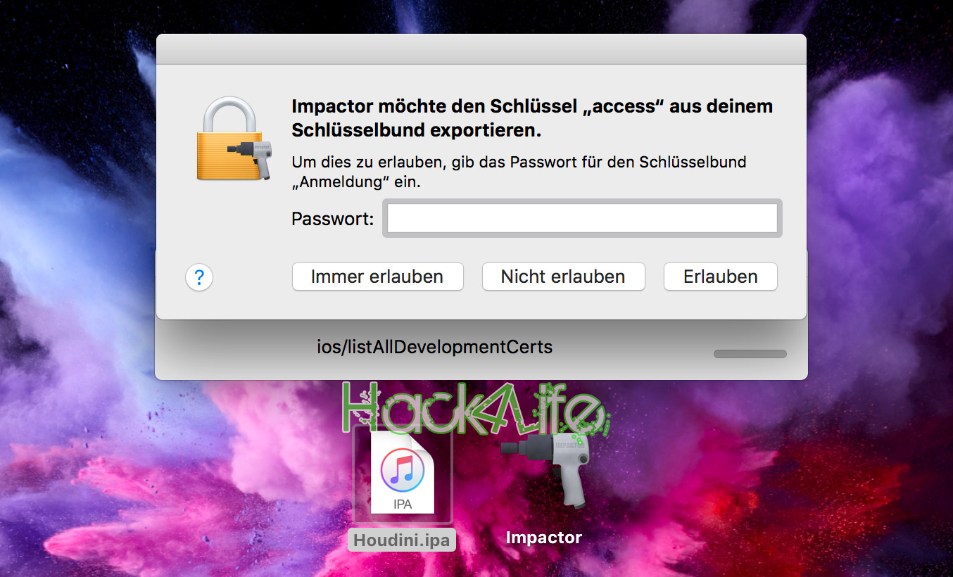Cydia Impactor Zugriff auf den Schlüsselbund gewähren, Houdini, Jailbreak, Hack4Life, Anleitung, Fabian Geissler