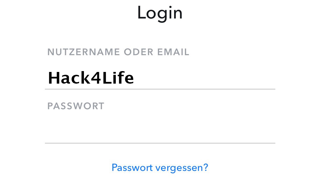 Passwort vergessen in Snapchat, Hack4Life