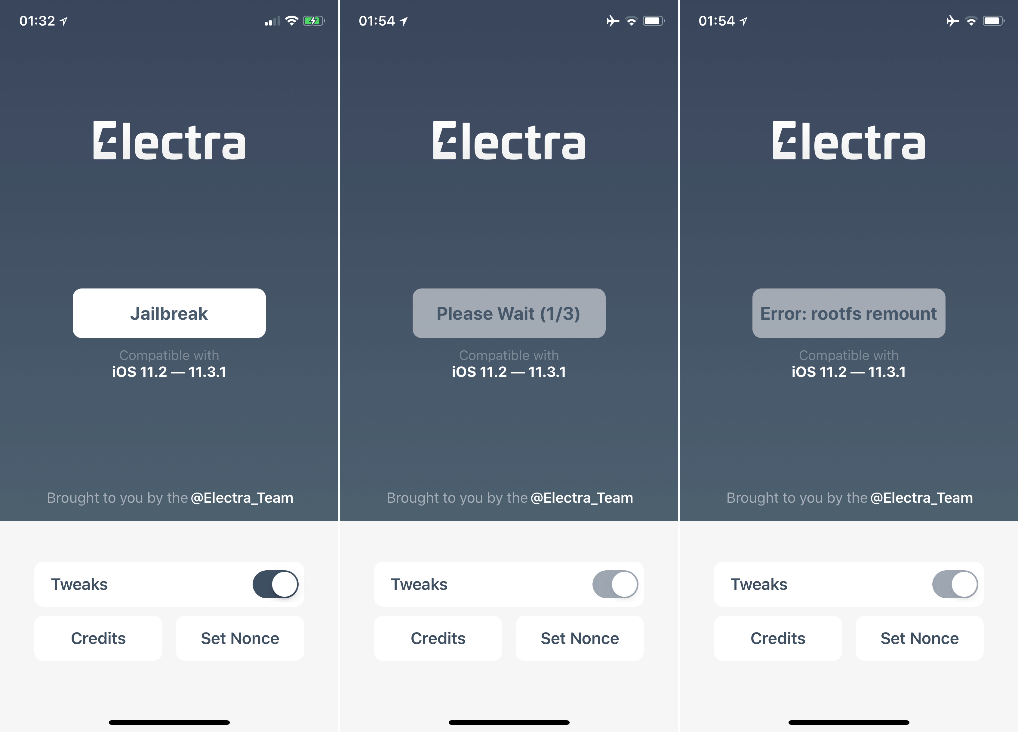 Electra iOS 11.3.1 Jailbreak App auf dem iPhone X