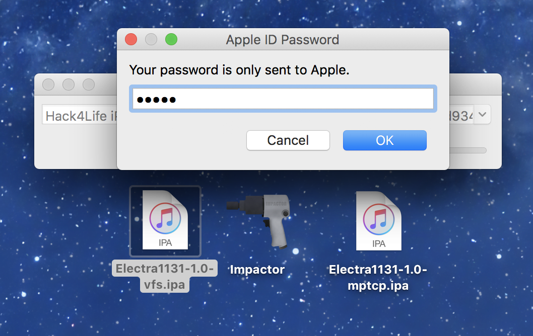 AppleID Passwort in Cydia Impactor eingeben, Electra iOS 11.3.1 Jailbreak Anleitung von Hack4Life