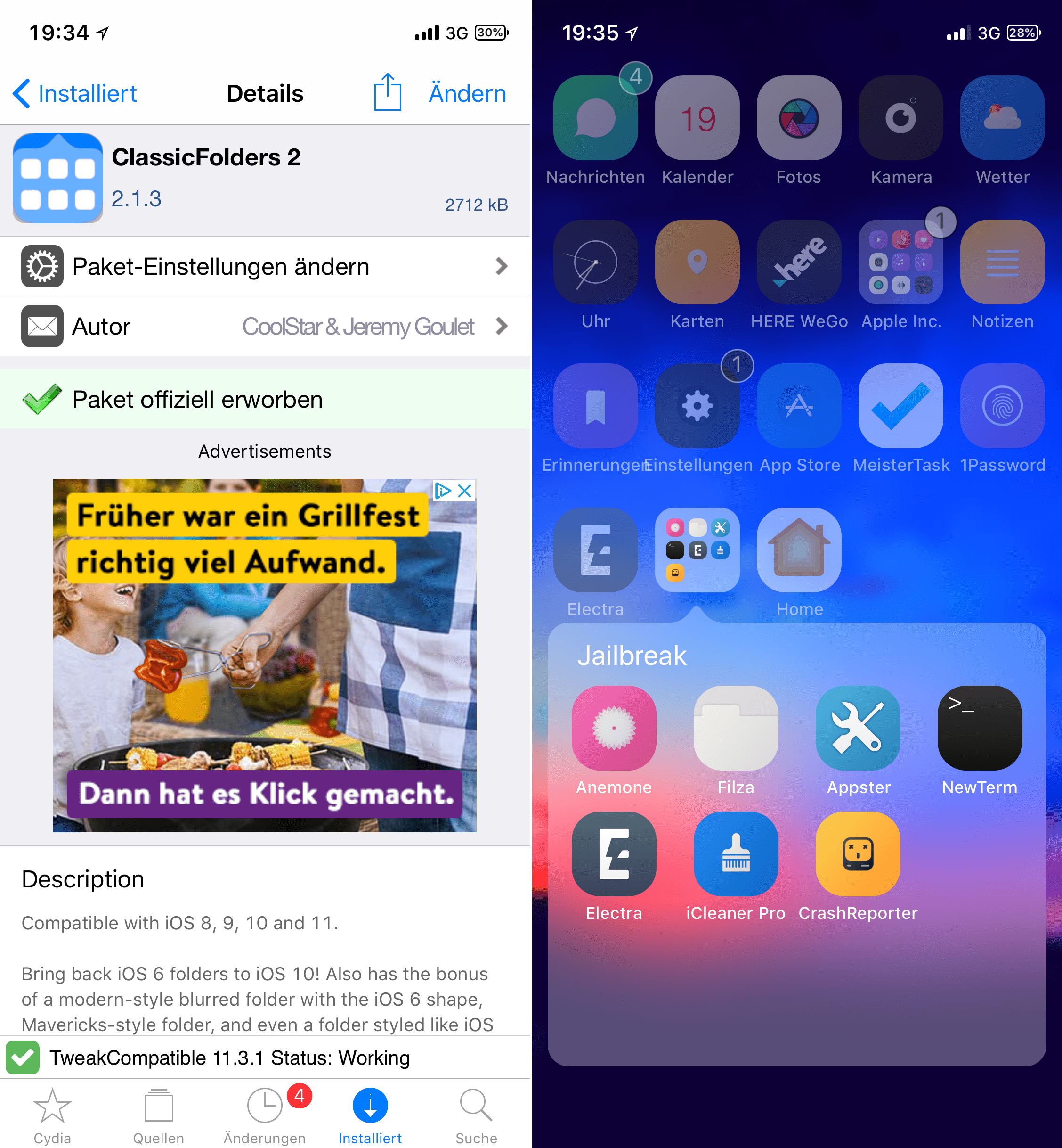 Schönere Ordner unter iOS 11, ClassicFolders 2, Top, Cydia, Tweak, hack, kostenlos, free, repo, Hack4Life, Fabian Geissler, seriös, kompetent