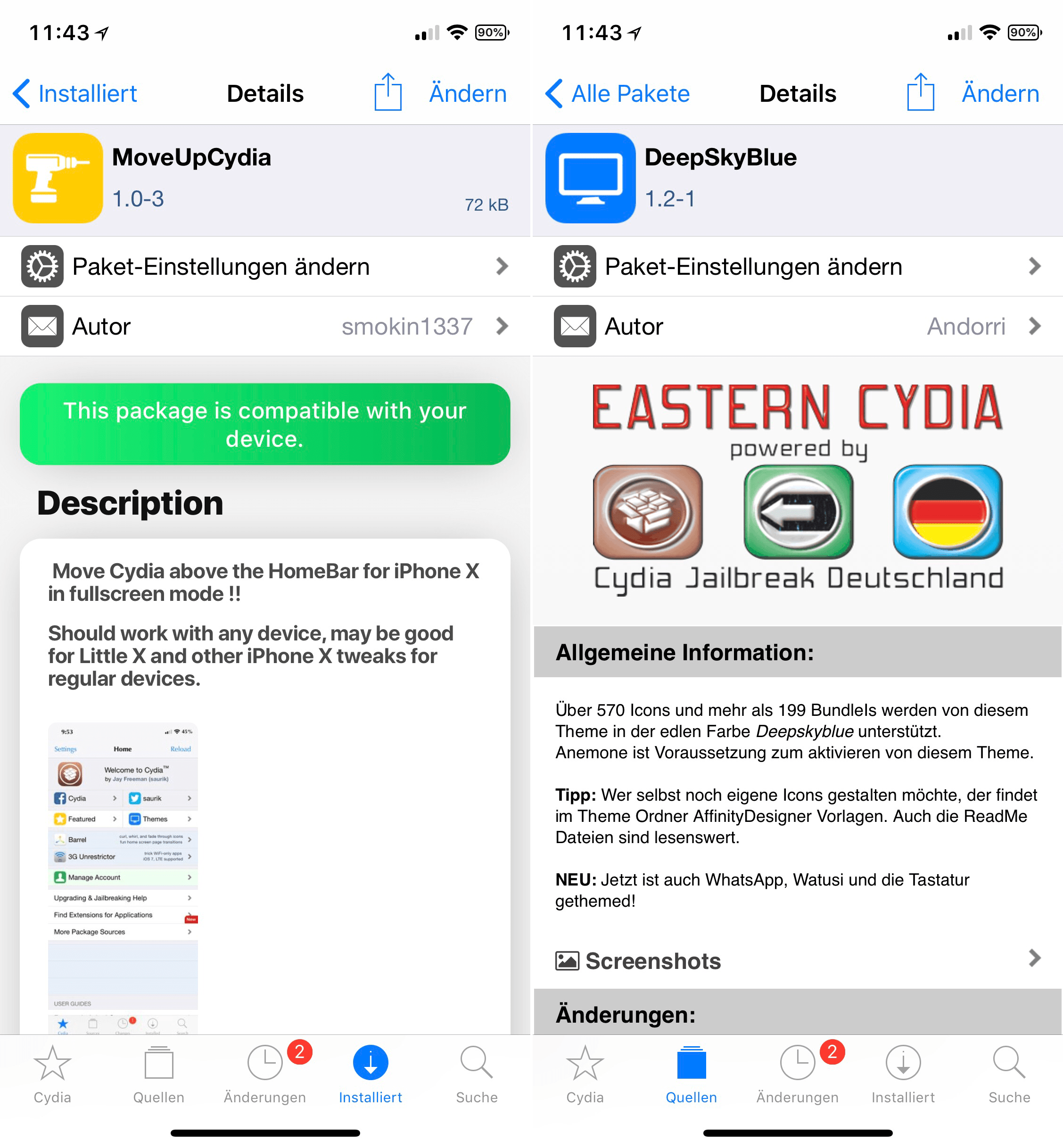 Cydia perfekt auf die Größe vom iPhone X anpassen, MoveUpCydia, Top, Cydia, Tweak, Download, Repo, kostenlos, hack, free, iPhone X, Hack4Life, Fabian Geissler, HideBarX, NoMoreSmallApps