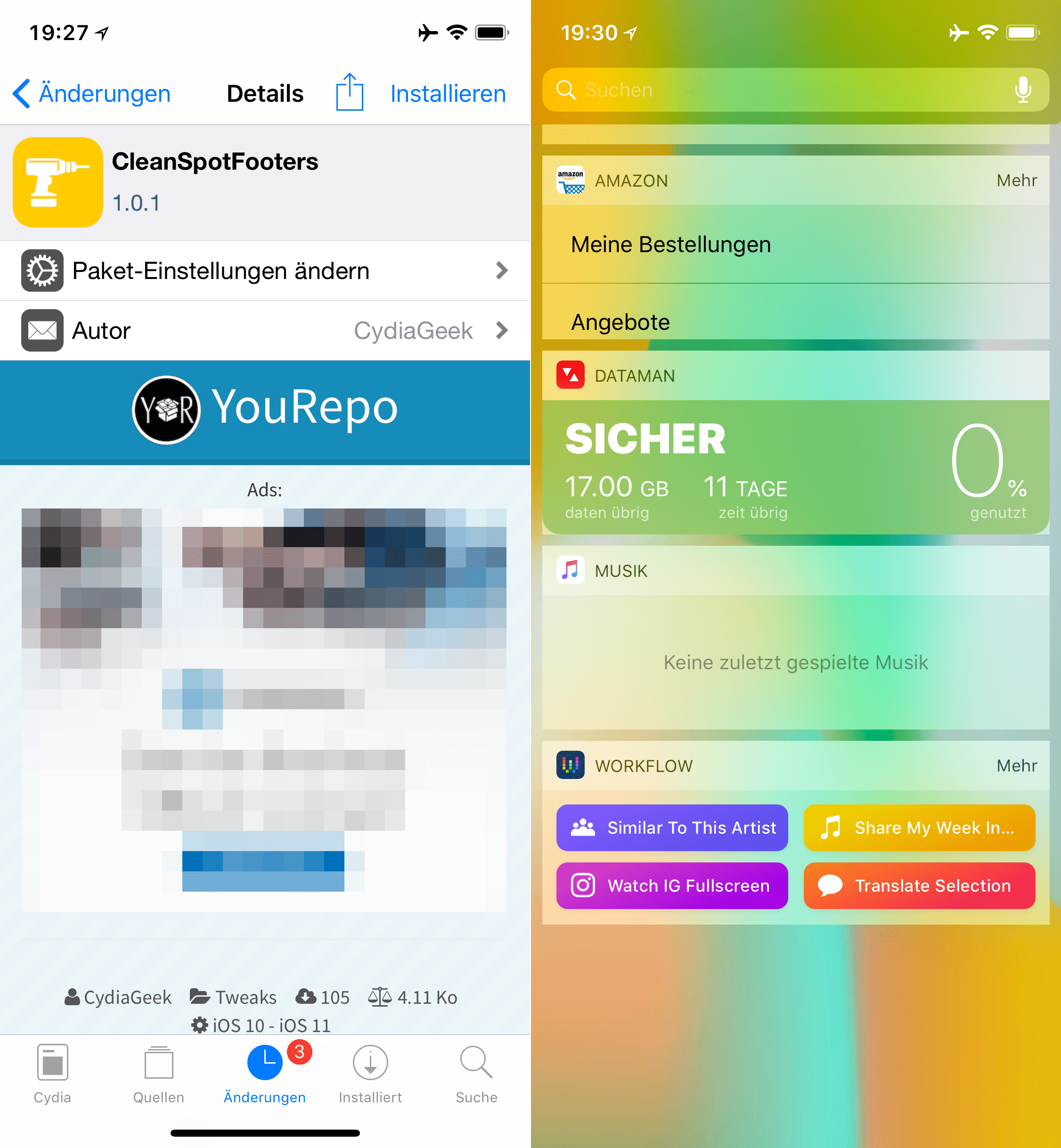 Bearbeiten Button auf der Widget Seite deaktivieren, CleanSpotFooters, iOS 11, iOS 12, Top, Cydia, Tweak, Sileo, Anleitung, Hack4Life, Fabian Geissler, Download, kostenlos, gratis, .deb, Widgets bearbeiten