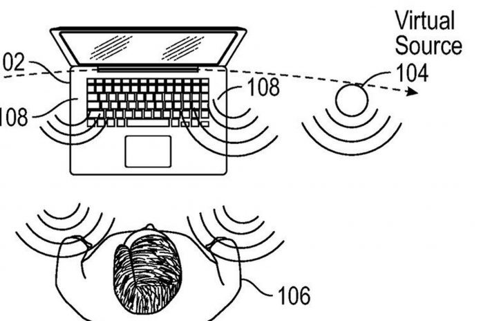 Patent von Apple für virtuelle Lautsprecher / Bild: USPTO, Hack4life, Fabian Geissler, Patentantrag, Apple, Macbook, AR im Macbook