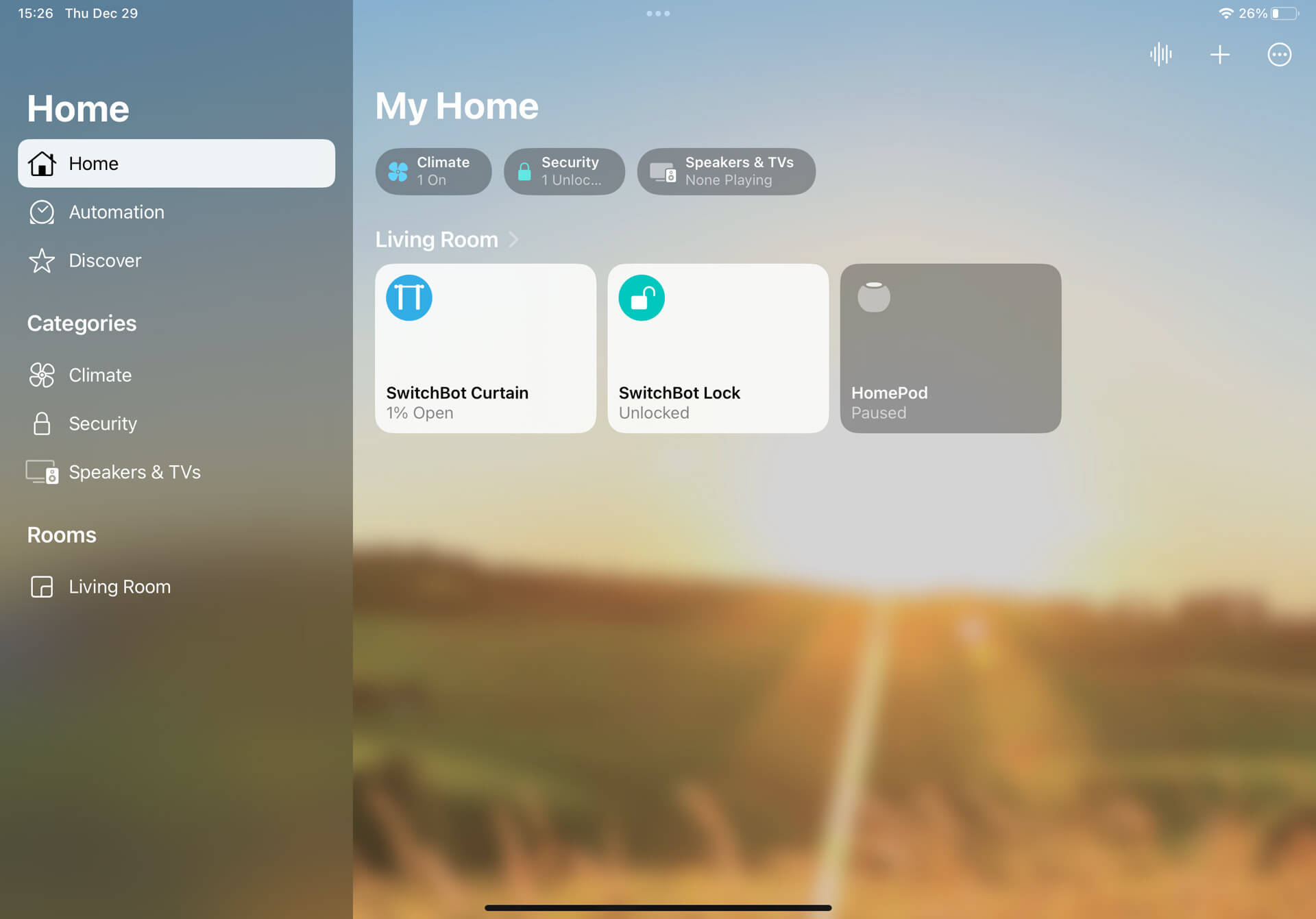 Apples Home app mit dem SwitchBot Curtain und SwitchBot Lock direkt integriert dankt Matter